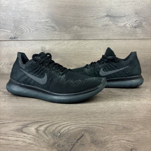 Nike Free RN Flyknit 880844-010 Running Shoes Women's Sz 8 Black Lace-Up Sneaker - Picture 2 of 12